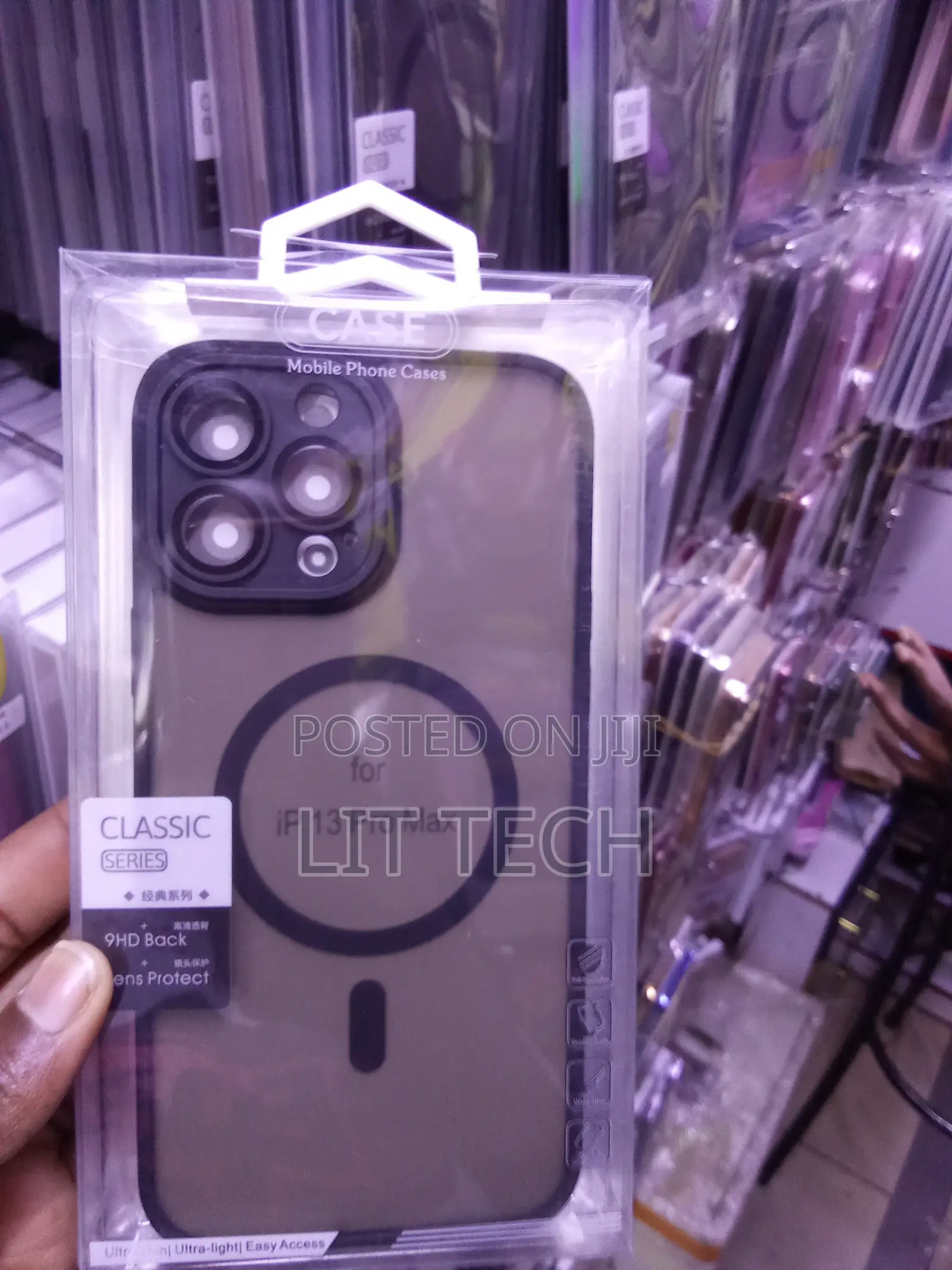 Classic Translucent MagSafe Case With Lens for iPhone 13 Pro Max-Black