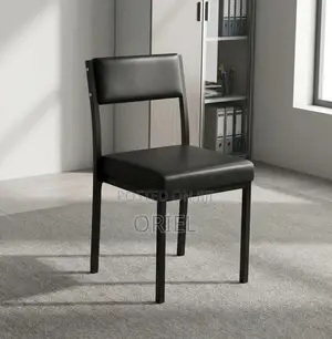 Office Chair : Black Padded Leather Stackable Chair