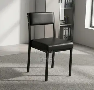 Office Chair : Black Padded Leather Stackable Chair