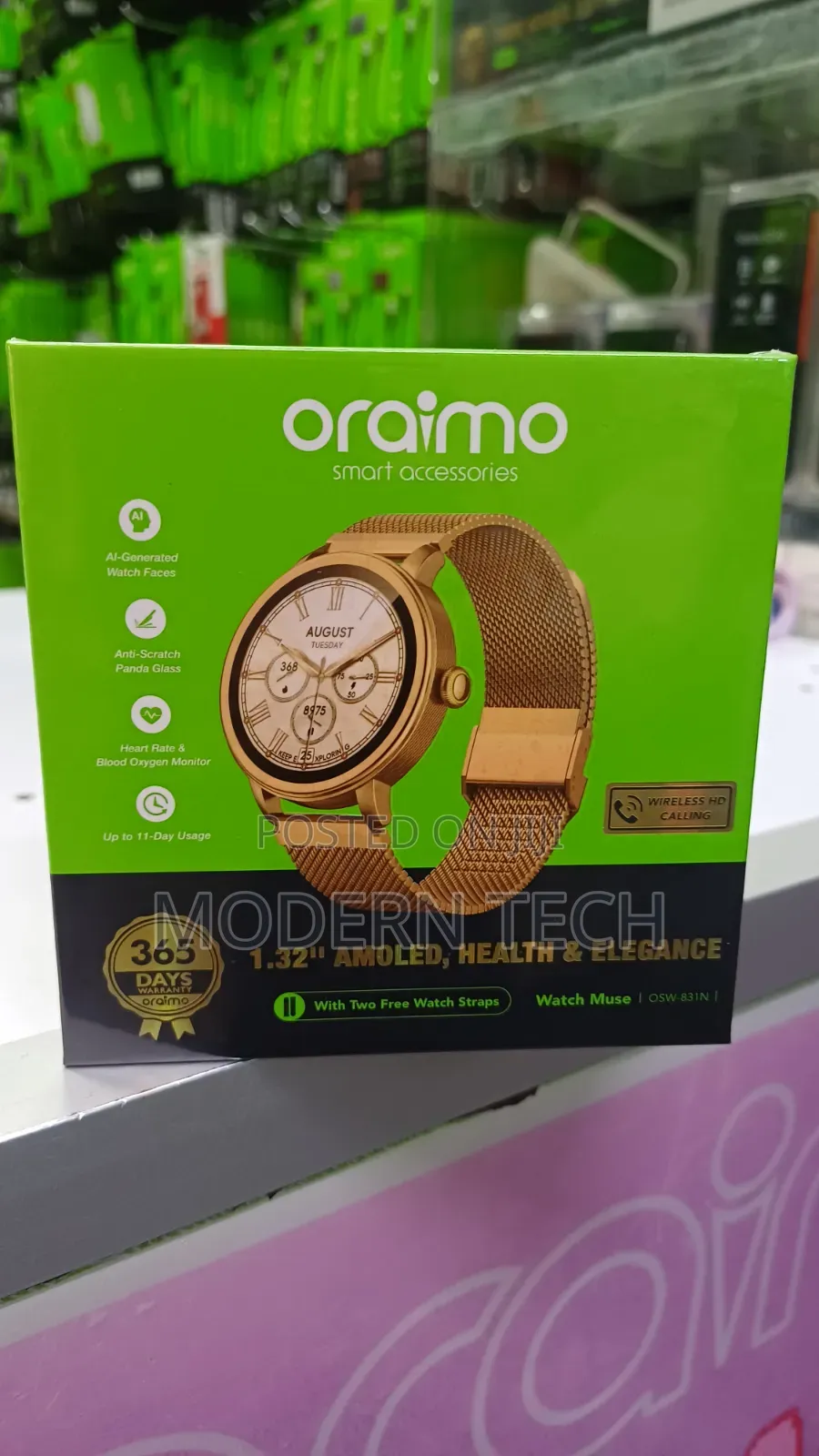 Oraimo Watch Muse – 1.32" AMOLED, 11-Day Battery, IP68