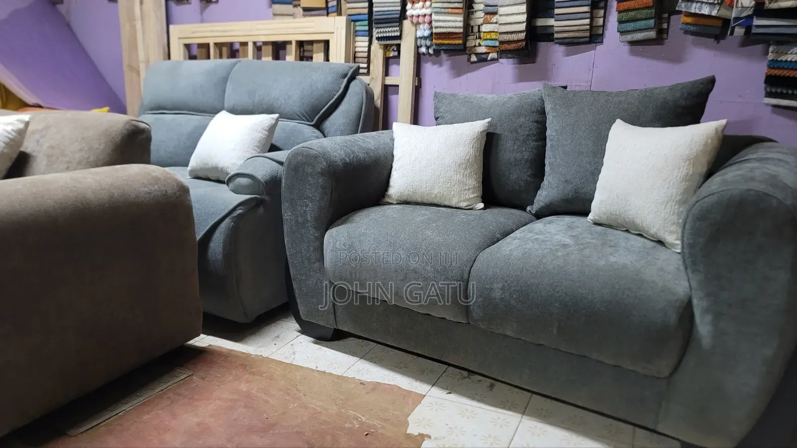 Gray Curved Spring 2 Seater