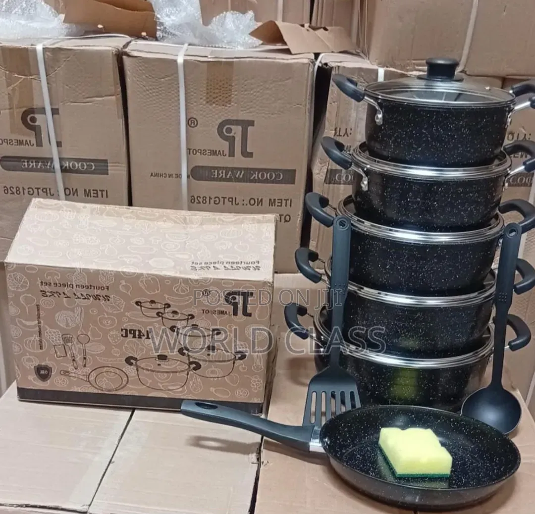 JP 14-Piece Non-Stick Granite Cookware Set