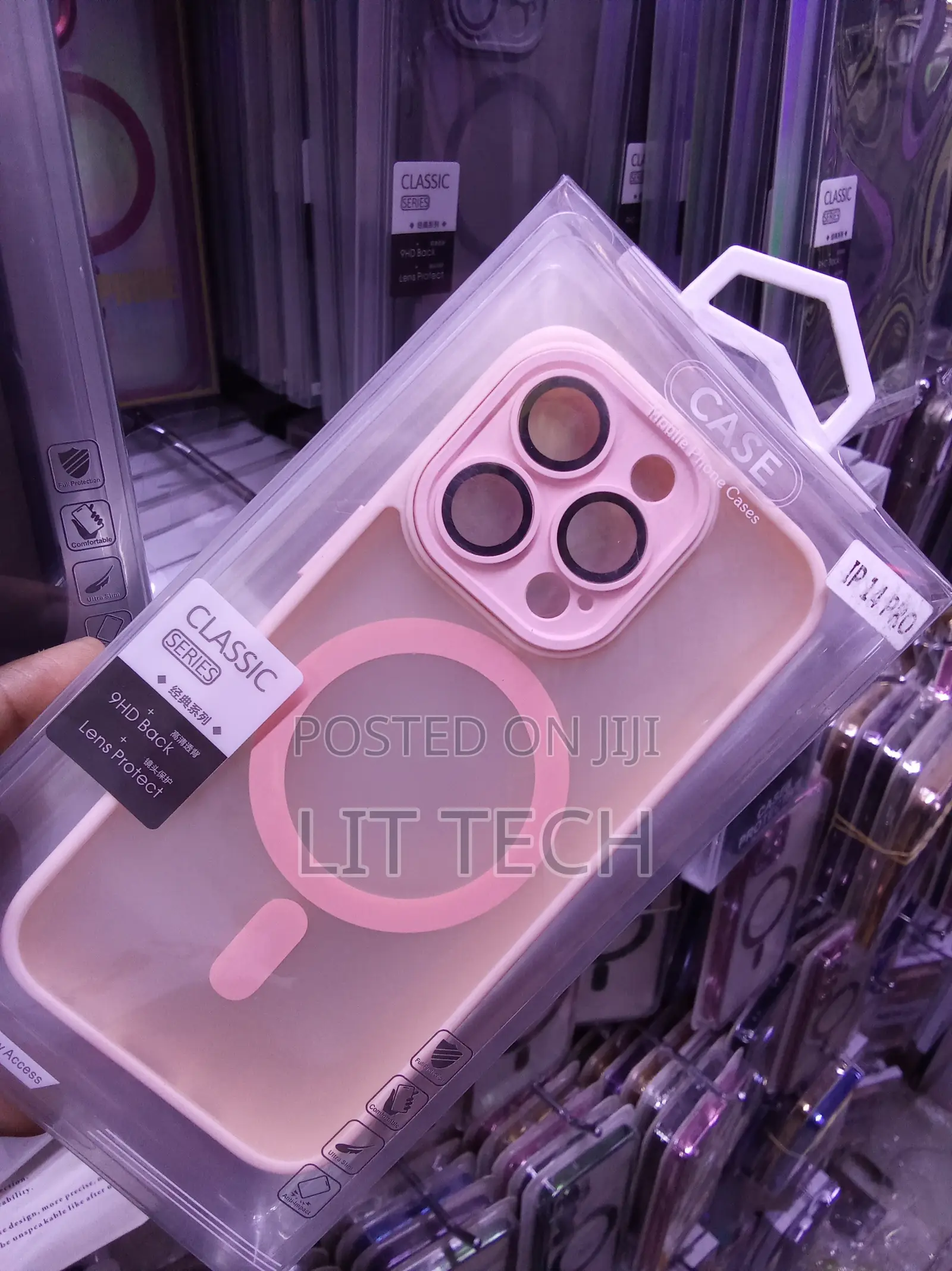 Frosted Pink Translucent MagSafe Case With Lense for iPhone 14 Pro