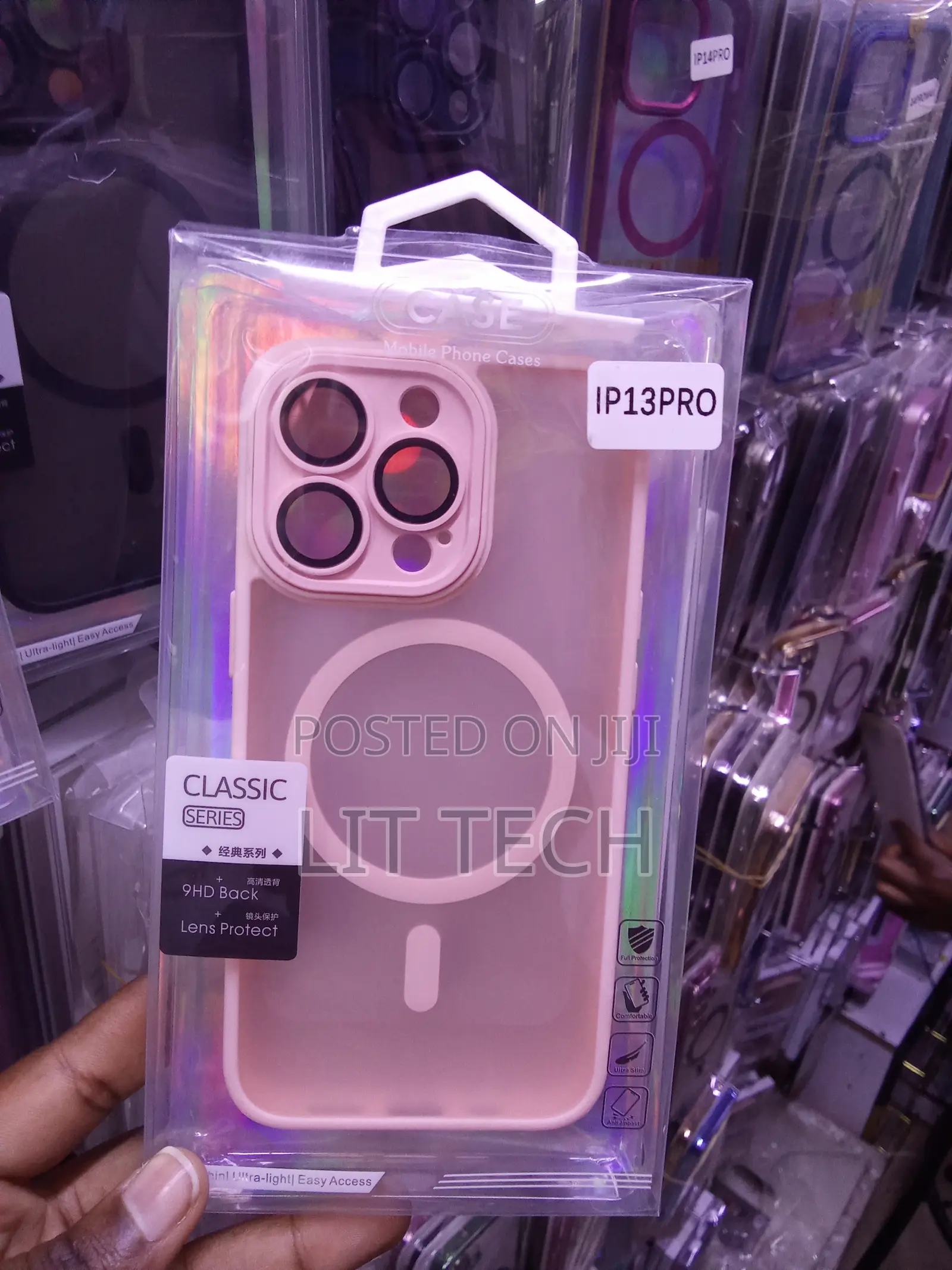 Pink Translucent MagSafe Matte Case With Lense for iPhone 13 Pro