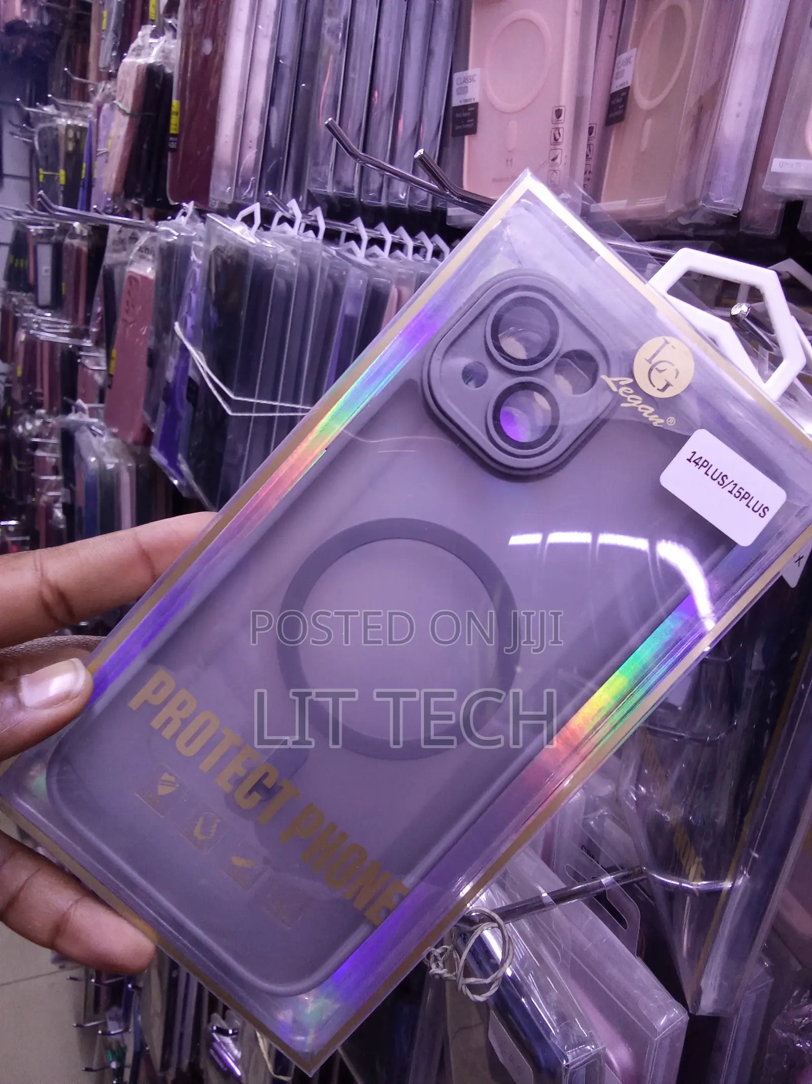 Gray Translucent MagSafe Case to Share a Fit for iPhone 14+ 15+