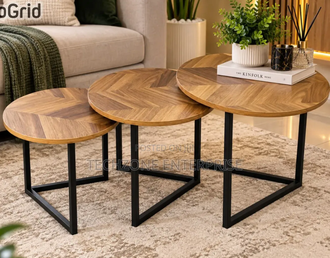 Modern 3 in 1 Executive Pure Marble Table With Black Stands ,