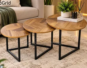 Modern 3 in 1 Executive Pure Marble Table With Black Stands ,