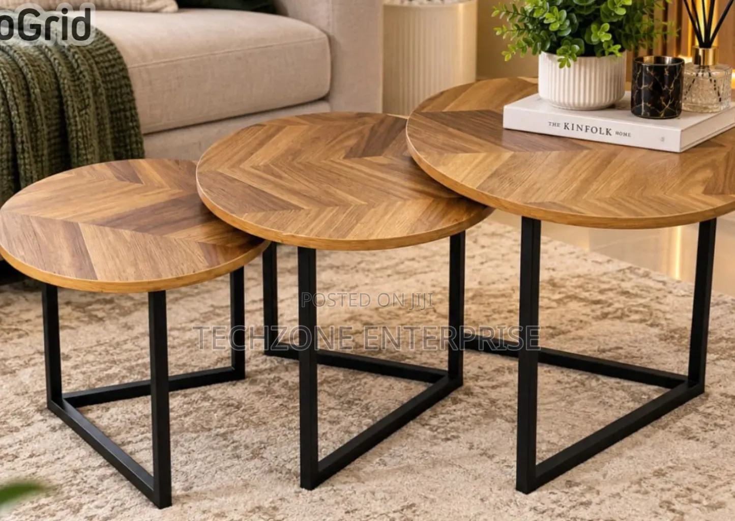 Modern 3 in 1 Executive Pure Marble Table With Black Stands ,
