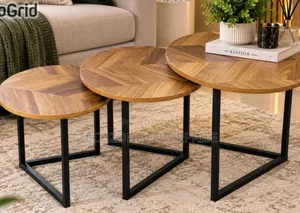 Modern 3 in 1 Executive Pure Marble Table With Black Stands ,