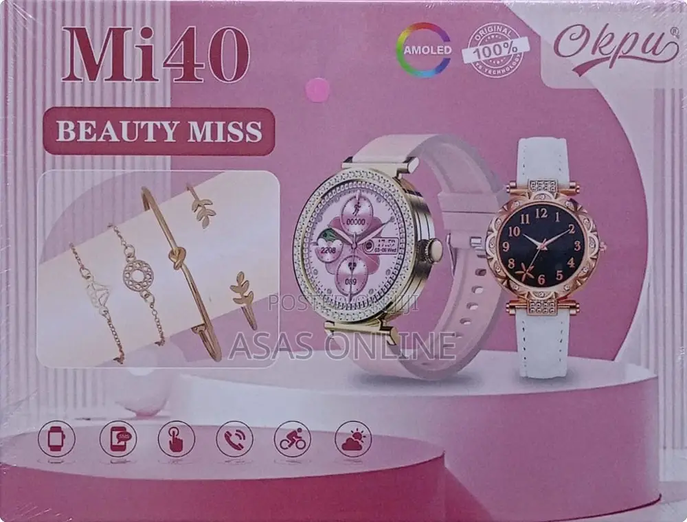 Okpu MI40 Ultra Smartwatch 4-in-1 Combo Kit – Brand New!