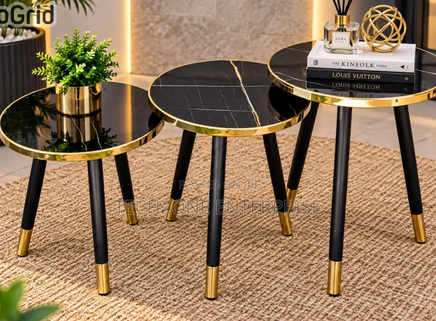 Modern 3 in 1 Executive Round Pure Marble Table 