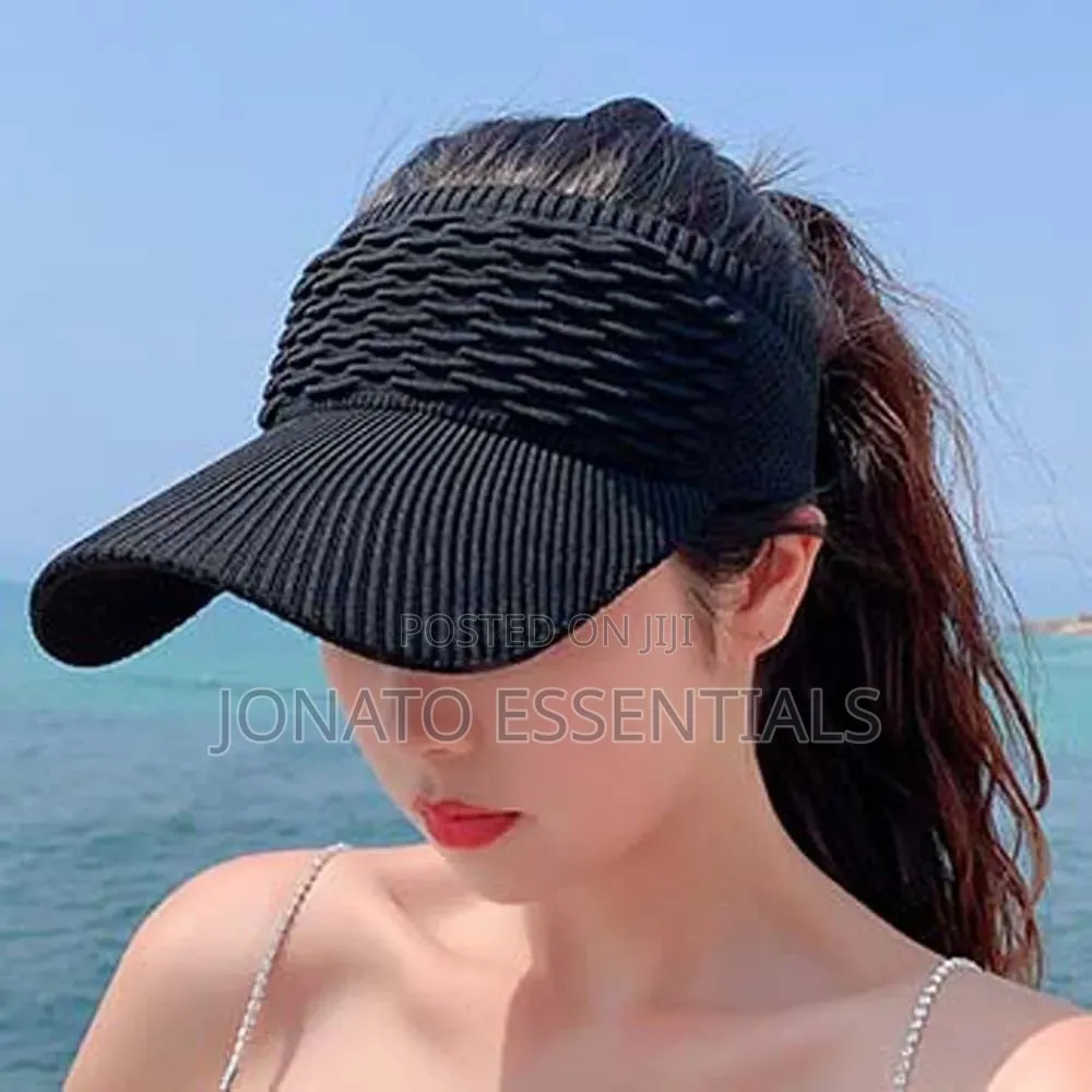 Women Sun Hats, Women Sun Visor Hat Knitted Ponytail Cap UV Protection