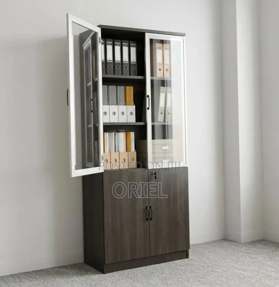 Office Cabinet : Wooden 2-Door Brown Storage Cabinet