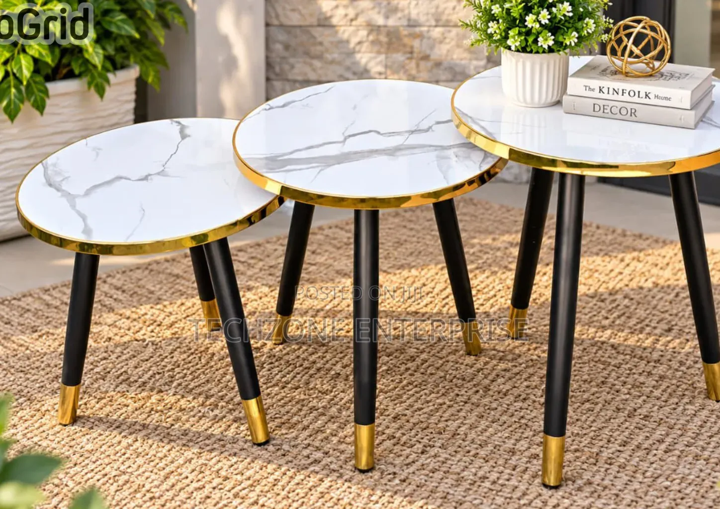 Modern 3 in 1 Executive Pure Marble Table, White and Black 