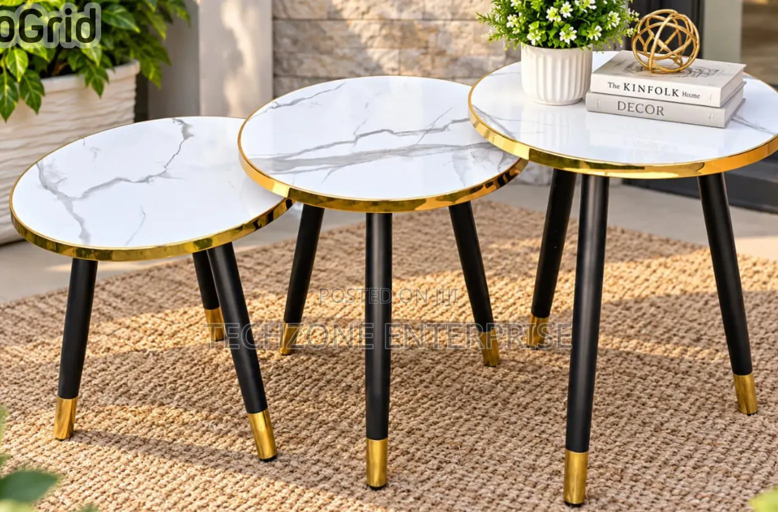 Modern 3 in 1 Executive Pure Marble Table, White and Black 