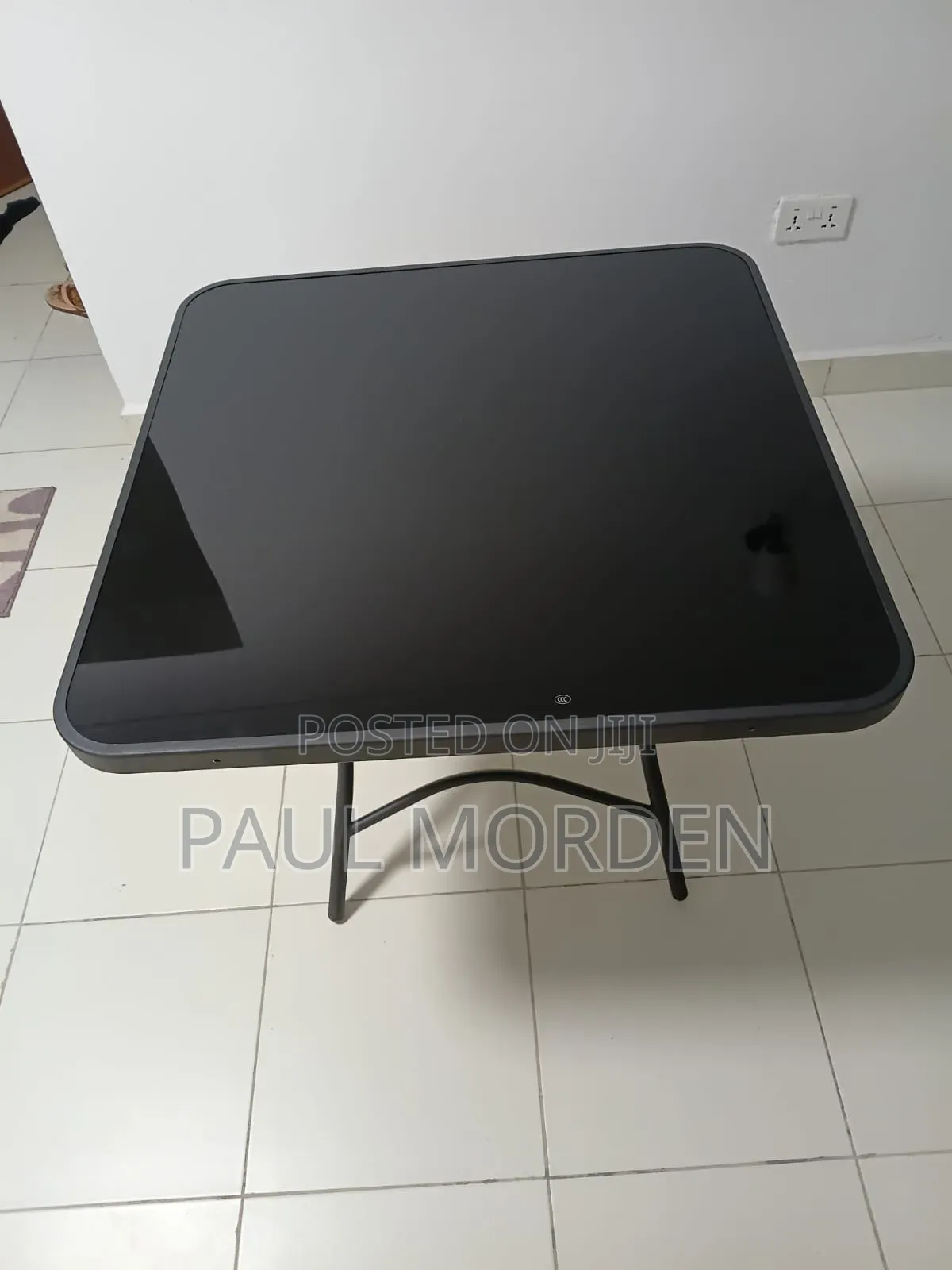 Glass Top - Black Foldable Square Table