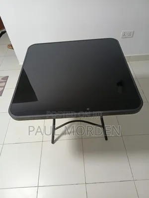 Glass Top - Black Foldable Square Table