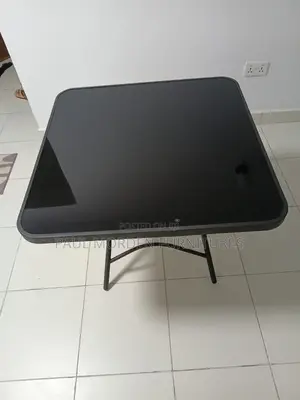 Glass Top - Black Foldable Square Table