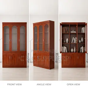 3-Door Mahogany Executive File Cabinet