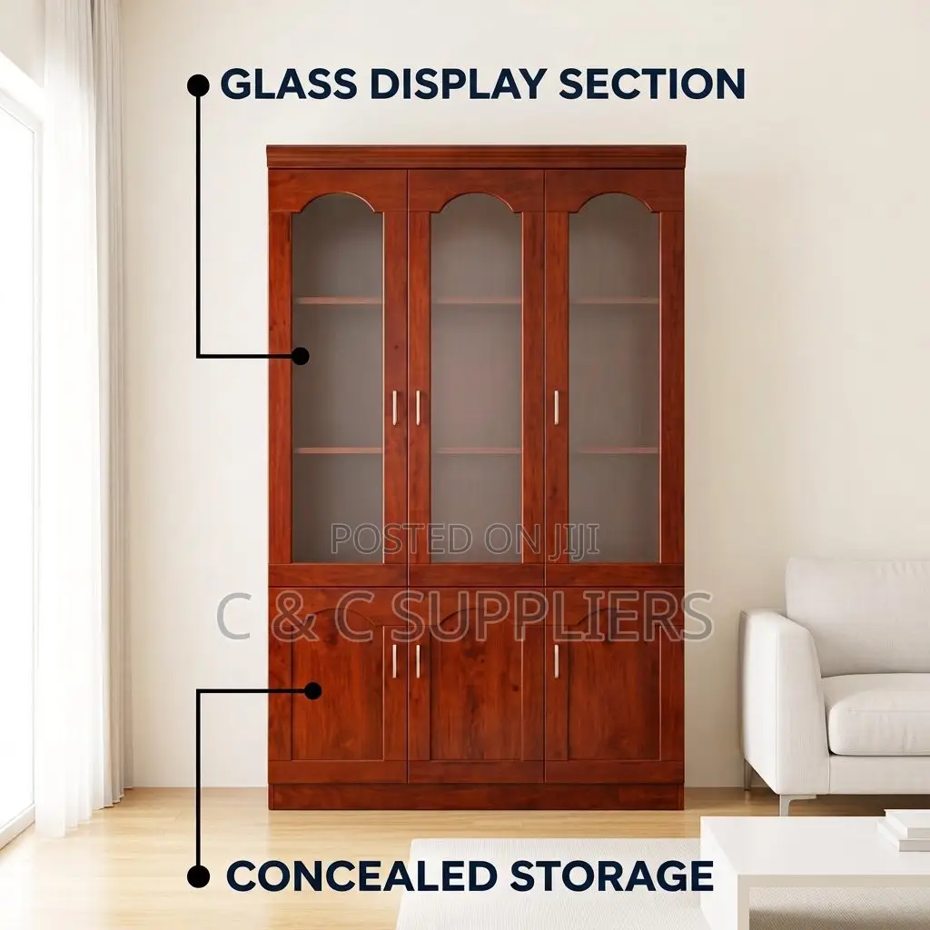 3-Door Mahogany Executive File Cabinet