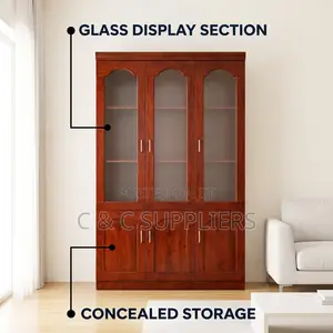 3-Door Mahogany Executive File Cabinet