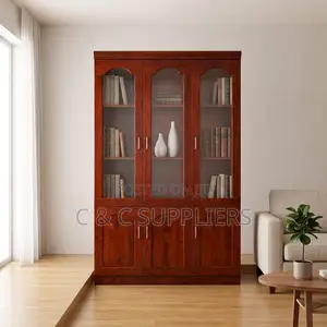 3-Door Mahogany Executive File Cabinet