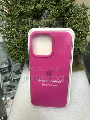 Vibrant Pink Silicone Phone Case in a Clear for the iPhone 15 Pro Max
