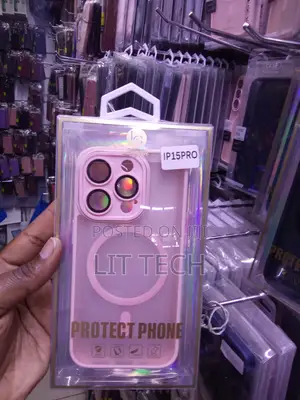 Pink Translucent MagSafe Case With Lense Protector for iPhone 15 Pro