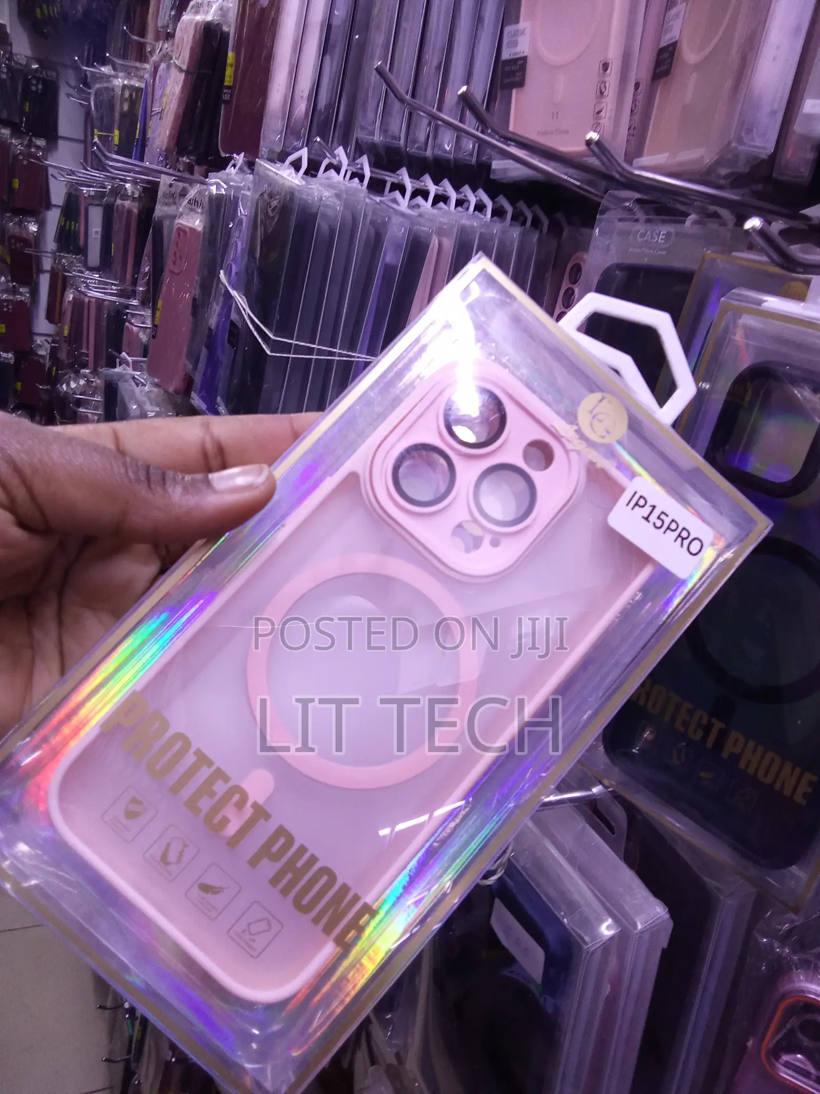 Pink Translucent MagSafe Case With Lense Protector for iPhone 15 Pro