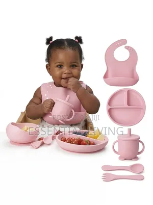 6-Piece Silicone Baby Feeding Set - Suction Plate, Bowl Bib
