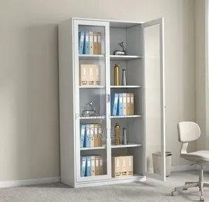 Office Cabinet : Full Glass 2-Door Display Steel Cabinet