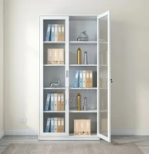 Office Cabinet : Full Glass 2-Door Display Steel Cabinet