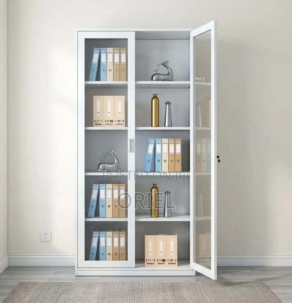Office Cabinet : Full Glass 2-Door Display Steel Cabinet