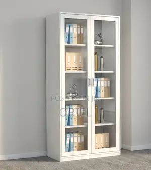 Office Cabinet : Full Glass 2-Door Display Steel Cabinet