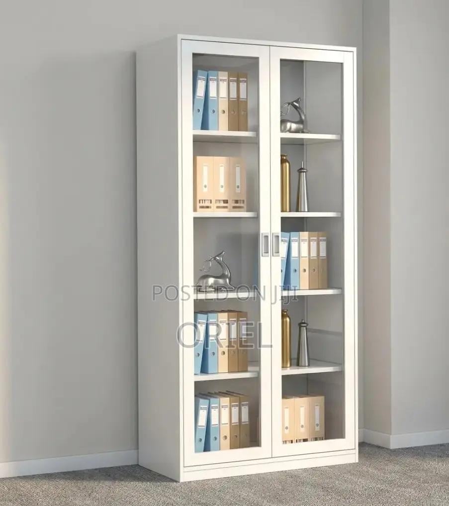Office Cabinet : Full Glass 2-Door Display Steel Cabinet