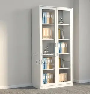 Office Cabinet : Full Glass 2-Door Display Steel Cabinet