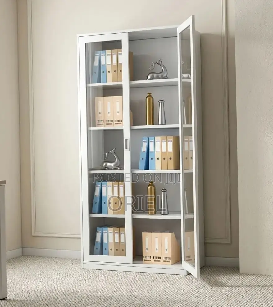 Office Cabinet : Full Glass 2-Door Display Steel Cabinet