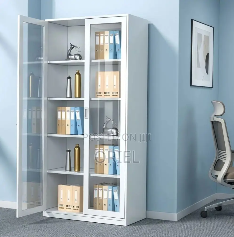 Office Cabinet : Full Glass 2-Door Display Steel Cabinet