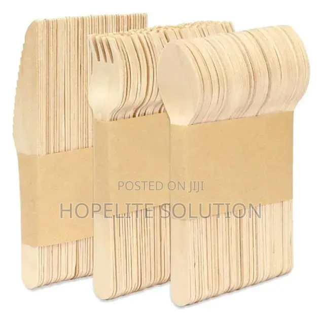 120pcs Wooden Cutlery Set