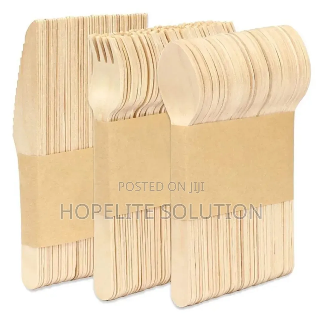 120pcs Wooden Cutlery Set