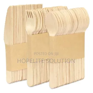 120pcs Wooden Cutlery Set