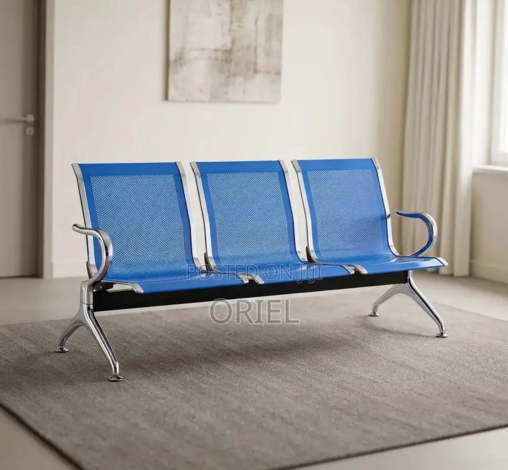 Office Bench : 3-Link Blue Steel Bench
