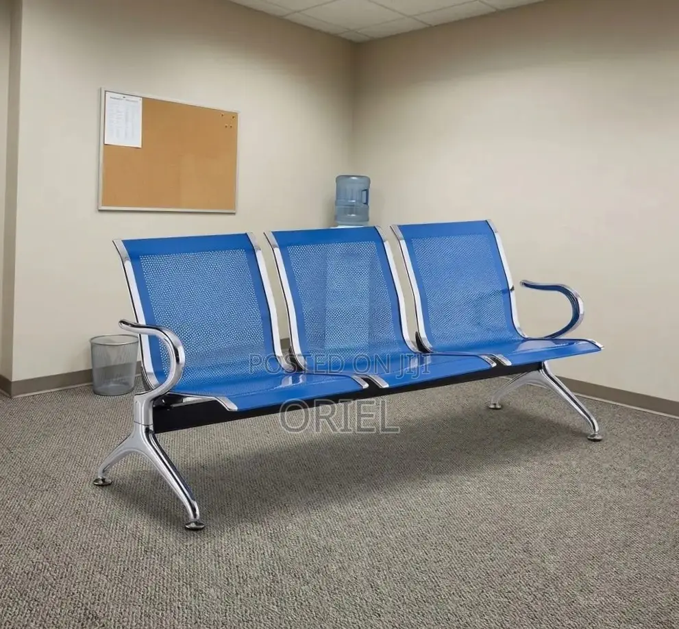 Office Bench : 3-Link Blue Steel Bench