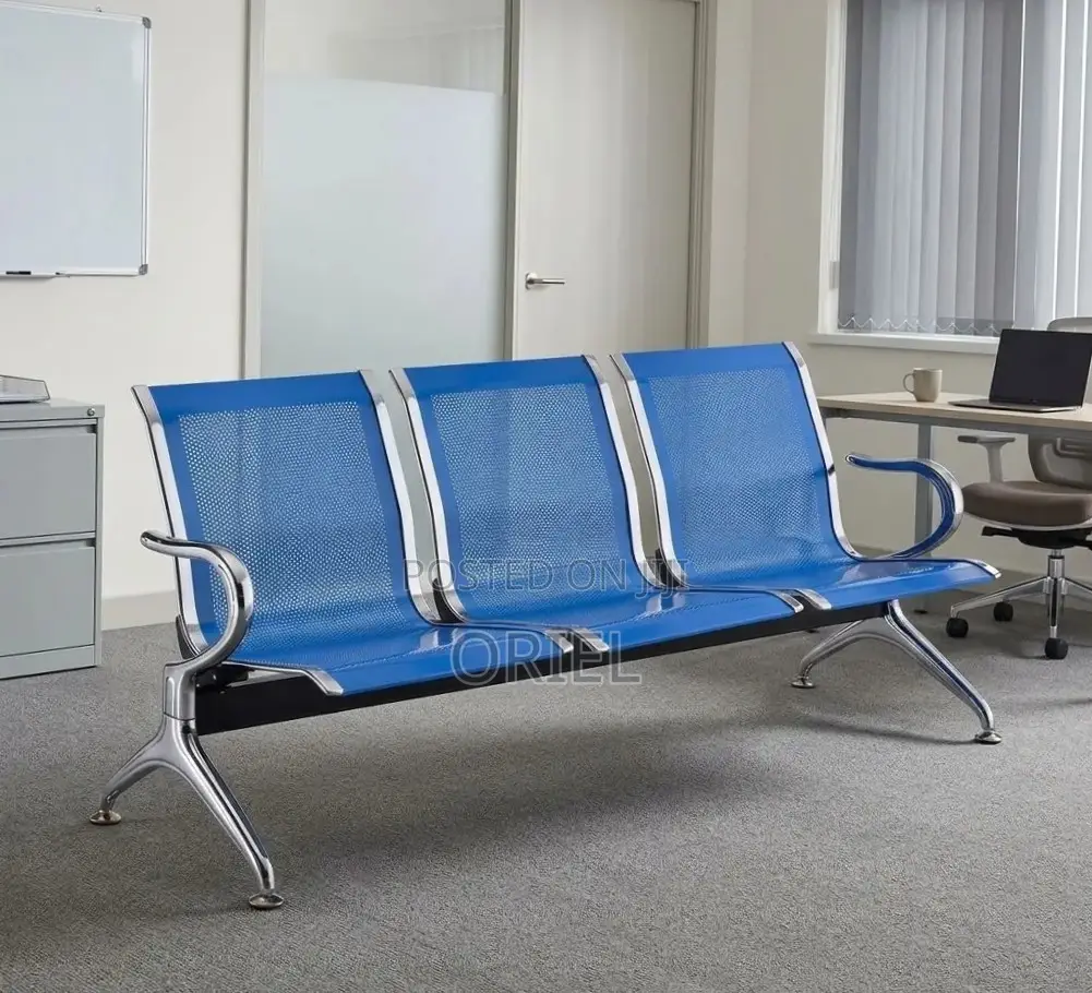 Office Bench : 3-Link Blue Steel Bench