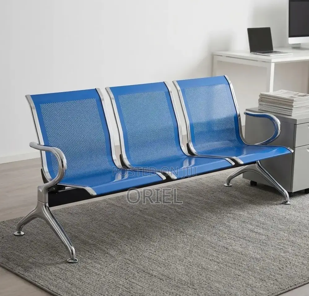 Office Bench : 3-Link Blue Steel Bench