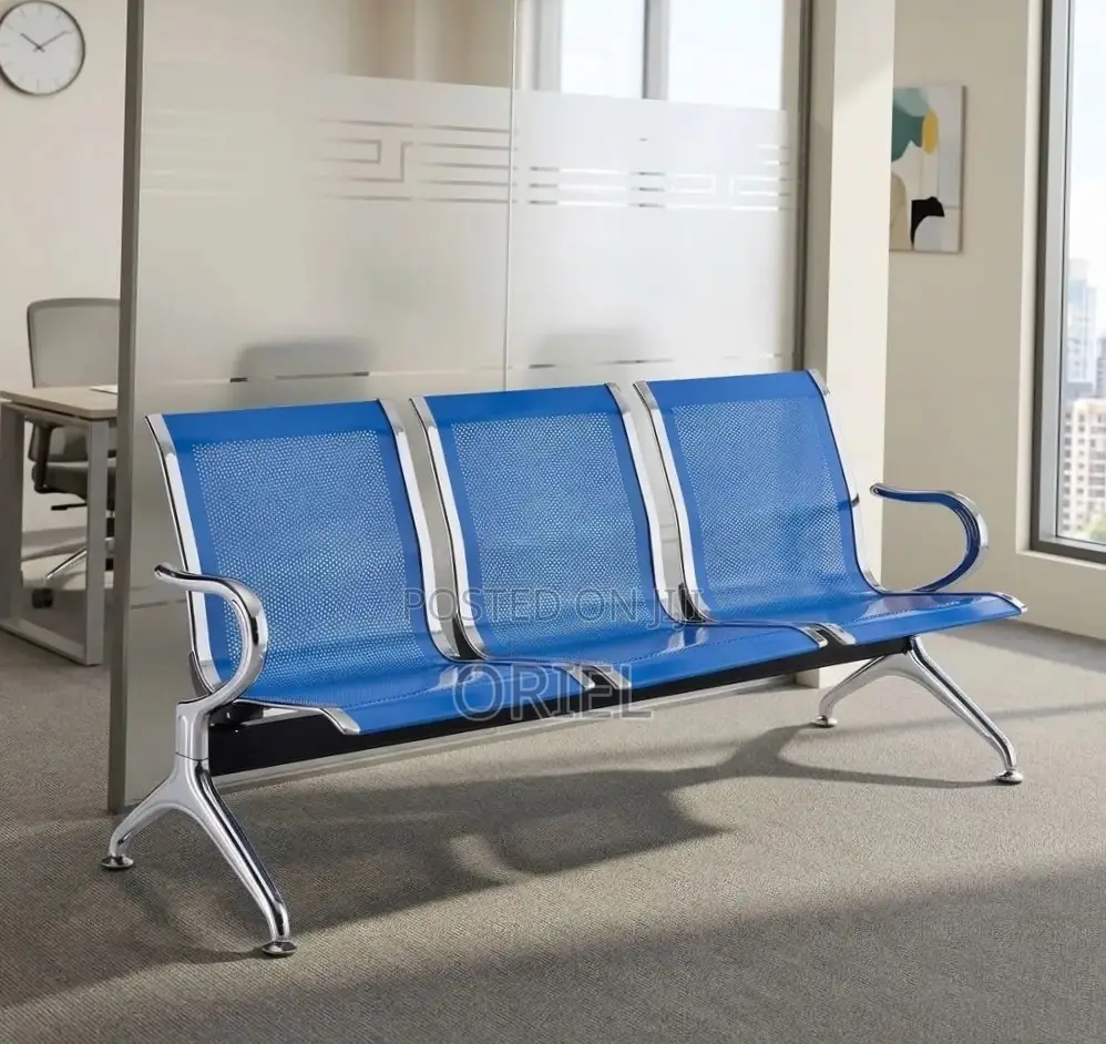 Office Bench : 3-Link Blue Steel Bench