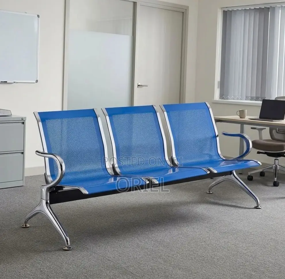 Office Bench : 3-Link Blue Steel Bench