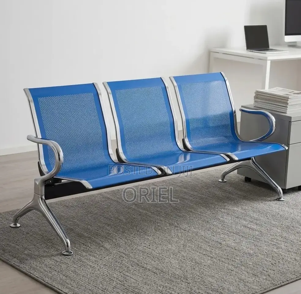 Office Bench : 3-Link Blue Steel Bench