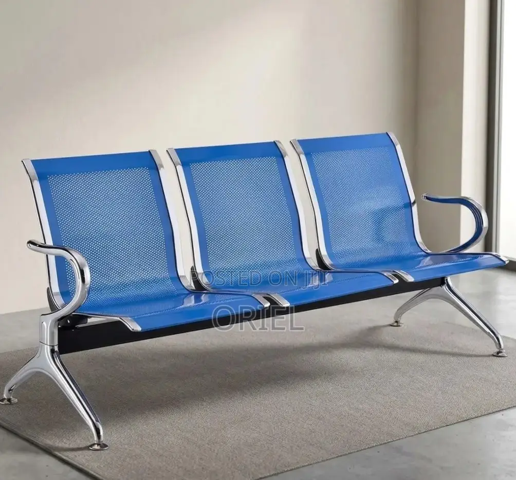 Office Bench : 3-Link Blue Steel Bench