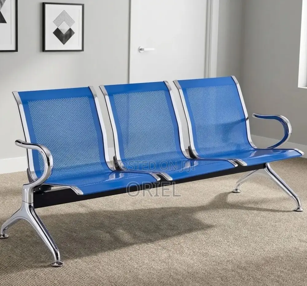 Office Bench : 3-Link Blue Steel Bench